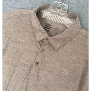 NEW! Three Sixty Six Golf Polo Shirt Mens XL Light Brown Stretch Short Sleeve